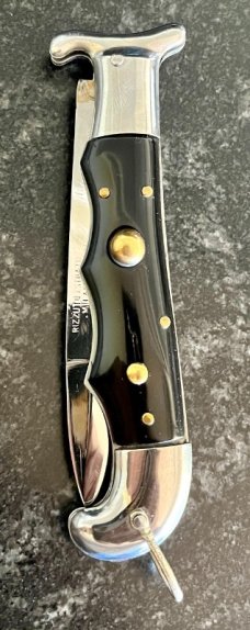 Rare Rizzuto Estileto Milano Finger Groove and Fixed Guard Switchblade Knife 
