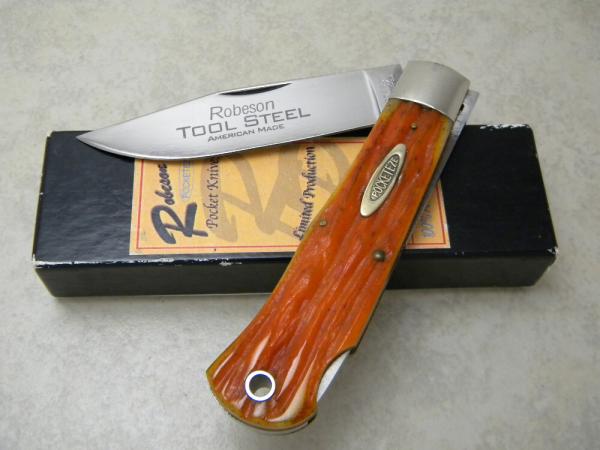 Robeson Shuredge USA Tool Steel #3L Autumn Gold Bone Lockback Knife Robeson Shuredge USA Tool Steel #3L Autumn Gold Bone Lockback Knife