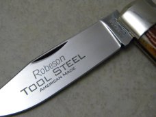 Robeson Shuredge USA Tool Steel #3L Autumn Gold Bone Lockback Knife 