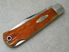 Robeson Shuredge USA Tool Steel #3L Autumn Gold Bone Lockback Knife 