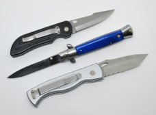 Lot of (3) Automatic Switchblade Folding Knives - Unbranded - Stainless - Rostfrei