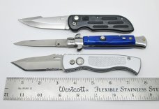 Lot of (3) Automatic Switchblade Folding Knives - Unbranded - Stainless - Rostfrei