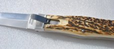 Mikov Czech Republic  Left Auto Spear Point Stag 4 1/2" Mint Large Stainless Steel