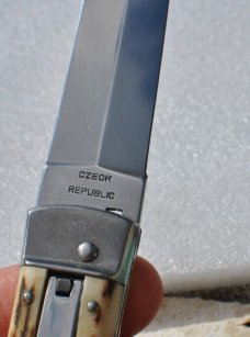 Mikov Czech Republic  Left Auto Spear Point Stag 4 1/2" Mint Large Stainless Steel