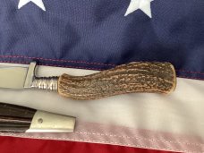 NOS!  J A Henckels (Friodur) Hunting / Skinning / Camping knife w/ Great STAG Handles +Orig Sheath