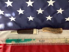 NOS!  J A Henckels (Friodur) Hunting / Skinning / Camping knife w/ Great STAG Handles +Orig Sheath