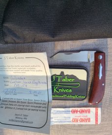 JTaber Russian Rag Micarta Wombat..Cpm154..DOB..8/2021...Jason's Signature pattern..coa & pouch