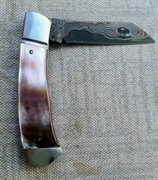 Jeff Pearce MOP and BronzeMai Native...Baker Forge stainless Blade...Fluted...4" closed..coa.pouch