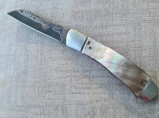 Jeff Pearce MOP and BronzeMai NativeBaker Forge stainless BladeFluted4quot closedcoapouch