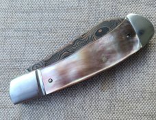 Jeff Pearce MOP and BronzeMai Native...Baker Forge stainless Blade...Fluted...4" closed..coa.pouch