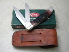 Case XX USA 2001 Bone Silver Script 6265 Folding Hunter Knife NIB w/Leather Pouch