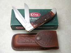 Case XX USA 2003 Bone Silver Script 6265 Folding Hunter Knife NIB w/Leather Pouch