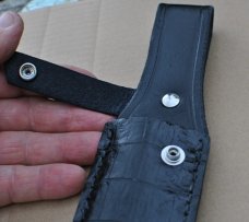 Alligator Black Sheath Genuine Hand Stitched In USA Fold Over Mint New