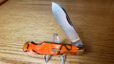Great Eastern Cutlery 562123EO Easy Open Orange Scramble Acrylic 1 Blade Jack Knife New with Tube. 