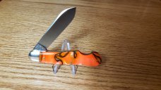 Great Eastern Cutlery 562123EO Easy Open Orange Scramble Acrylic 1 Blade Jack Knife New with Tube. 