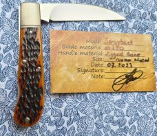 Poroshyn Amber jigged Bone Swayback Lockback..M390..3 5/8" closed..Direct from maker..box,coa,Hank 