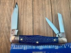 Robeson by Queen Fiddleback Whittler Italian Jigged Blue Bone 1 of 200