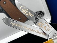Welcome! New CASE XX Golden Grain COLT.45 Model 1911boneStag Trapper,DEEP Golden Etch w/Display NEW