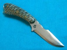 CUSTOM FORGED TWIST HAND FILEWORK MOSAIC PIN PINECONE HUNTING FIXED BLADE EDC KNIFE KNIVES SHEATH