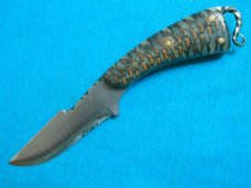 CUSTOM FORGED TWIST HAND FILEWORK MOSAIC PIN PINECONE HUNTING FIXED BLADE EDC KNIFE KNIVES SHEATH
