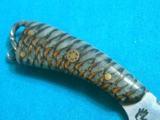 CUSTOM FORGED TWIST HAND FILEWORK MOSAIC PIN PINECONE HUNTING FIXED BLADE EDC KNIFE KNIVES SHEATH