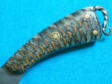 CUSTOM FORGED TWIST HAND FILEWORK MOSAIC PIN PINECONE HUNTING FIXED BLADE EDC KNIFE KNIVES SHEATH