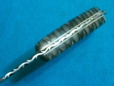CUSTOM FORGED TWIST HAND FILEWORK MOSAIC PIN PINECONE HUNTING FIXED BLADE EDC KNIFE KNIVES SHEATH