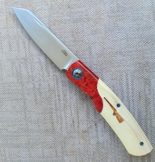 Johan Ellis Gunstock..4",Warthog Tusk Ivory with Karellian bols ...G10 and titanium frame...Rwl34 
