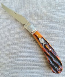 Jennings TrapperMagnacut bladeAmber BoneJeweled bolstersliners amp shieldcoa amp box 375quot