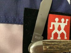 J A Henckels 3 Blade Whittler Pocket Knife w/ Fantastic Stag Handles! NOS & M/NM