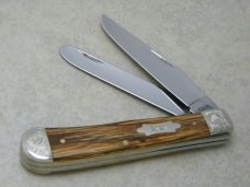 Case XX USA 2008 Oak Wood 7254 Scrolled Bolsters Trapper Knife in Box