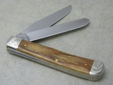 Case XX USA 2008 Oak Wood 7254 Scrolled Bolsters Trapper Knife in Box