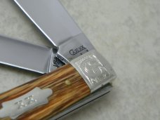 Case XX USA 2008 Oak Wood 7254 Scrolled Bolsters Trapper Knife in Box