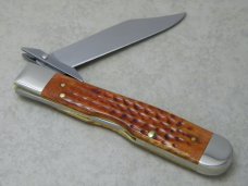 Case XX USA 2021 Harvest Orange Bone 6111 1/2 Cheetah Swing Guard Lockback Knife in Box