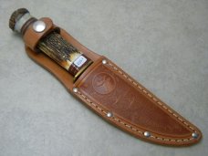 Marbles Gladstone Mich USA Stag Model 50 Woodcraft Fixed Blade Sheath Knife c.1990's