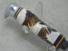 FR. Plucker Jr. Solingen Rostfrei Carved Stag Fixed Blade Sheath Knife