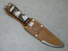 FR. Plucker Jr. Solingen Rostfrei Carved Stag Fixed Blade Sheath Knife