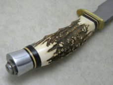 E.C. Solingen Germany Alaskan Trapper Stag Fixed Blade Sheath Knife