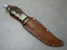 E.C. Solingen Germany Alaskan Trapper Stag Fixed Blade Sheath Knife