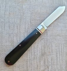 Mike Moran Straight Spear Jack..Black Canvas MIcarta..CPM-154...3.7"..coa,.pouch..fluted.. #166