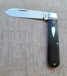 Mike Moran Straight Spear Jack..Black Canvas MIcarta..CPM-154...3.7"..coa,.pouch..fluted.. #166