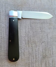 Mike Moran Straight Spear Jack..Black Canvas MIcarta..CPM-154...3.7"..coa,.pouch..fluted.. #166