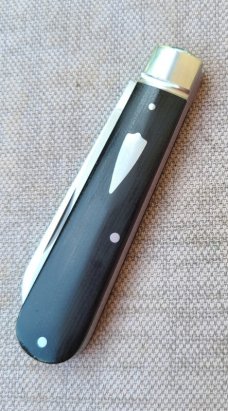Mike Moran Straight Spear Jack..Black Canvas MIcarta..CPM-154...3.7"..coa,.pouch..fluted.. #166