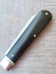 Mike Moran Straight Spear Jack..Black Canvas MIcarta..CPM-154...3.7"..coa,.pouch..fluted.. #166