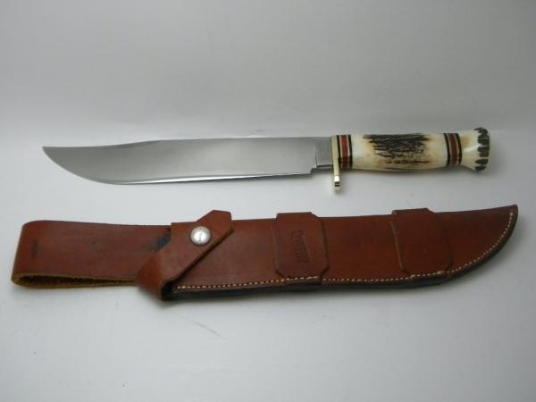 Marbles Gladstone Mich USA Stag/Stag Trailmaker Fixed Blade Sheath Knife c.1990's