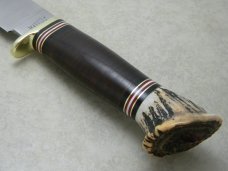 Marbles USA Leather/Crown Stag Trailmaker Fixed Blade Sheath Knife c.1990's