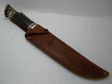 Marbles USA Leather/Crown Stag Trailmaker Fixed Blade Sheath Knife c.1990's