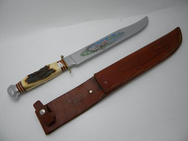 Edge Brand Solingen Germany Stag Gator Hunter Fixed Blade Sheath Knife Edge Brand Solingen Germany Stag Gator Hunter Fixed Blade Sheath Knife