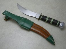 C. Jul. Herbertz Solingen Germany Stacked Leather Fixed Blade Sheath Knife