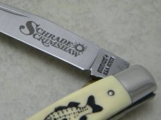 Schrade USA SC503 Scrimshaw Linerlock Slimline Trapper Farmers Jack Knife - Two Bass 1989